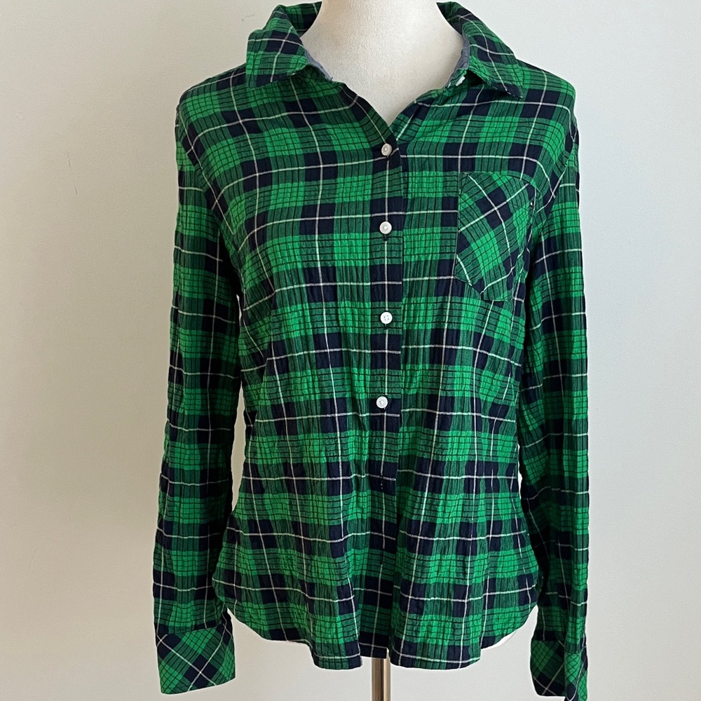 Tommy Hilfiger Green and Black Plaid Shirt
